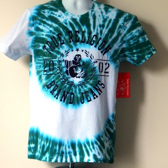 TRUE RELIGION TIE DYE GRAPHIC GALAPAGOS GREEN Tee - Picture 1 of 5